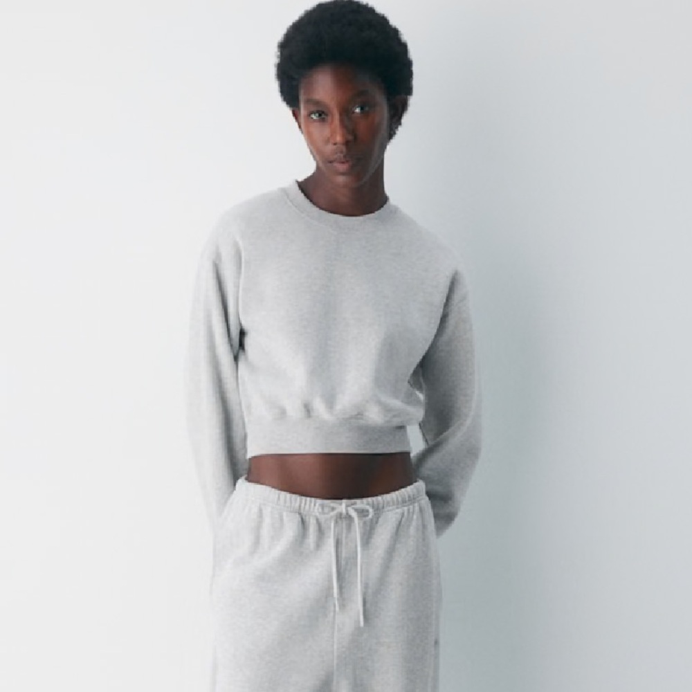 Aritzia Cozy Sweatfleece Perfect Crew Crop Sweatshirt Size 2XS